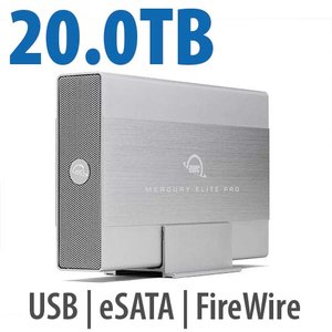 20.0TB OWC Mercury Elite Pro 7200RPM Storage Solution with USB 3.2 (5Gb/s) + eSATA + FW800/400