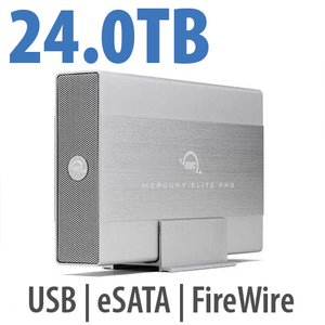 24.0TB OWC Mercury Elite Pro 7200RPM Storage Solution with USB 3.2 (5Gb/s) + eSATA + FW800/400