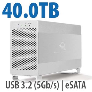 40.0TB OWC Mercury Elite Pro Dual RAID External Storage Solution with USB 3.2 (5Gb/s) + eSATA