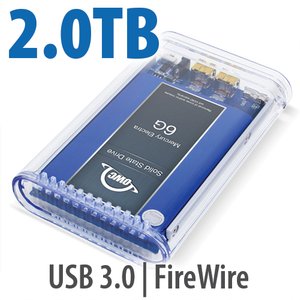 2.0TB SSD OWC Mercury On-The-Go FireWire 800 / 400+USB3 SSD Portable Bus Powered Solution