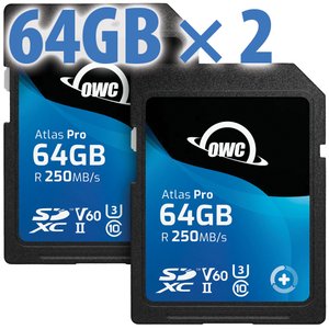 64GB OWC Atlas Pro SDXC V60 UHS-II Memory Card (2-Pack)