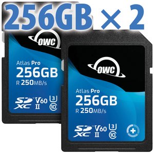 256GB OWC Atlas Pro SDXC V60 UHS-II Memory Card (2-Pack)