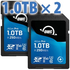 1.0TB OWC Atlas Pro SDXC V60 UHS-II Memory Card (2-Pack)