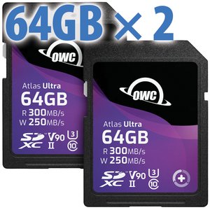 64GB OWC Atlas Ultra SDXC V90 UHS-II Memory Card (2-Pack)