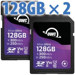 128GB OWC Atlas Ultra SDXC V90 UHS-II Memory Card (2-Pack)