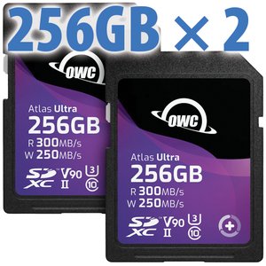 256GB OWC Atlas Ultra SDXC V90 UHS-II Memory Card (2-Pack)