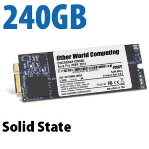 (*) 240GB OWC Aura 6G Solid-State Drive for 2012-13 MacBook Pro with Retina display.