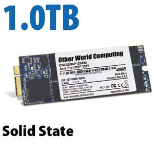 (*) 1.0TB OWC Aura 6G Solid-State Drive for 2012-13 MacBook Pro with Retina display.