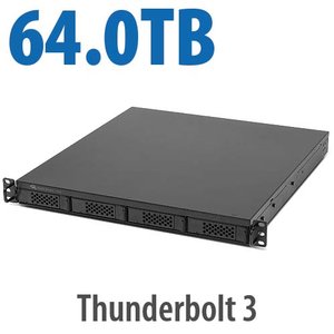 64.0TB (1x4.0TB NVMe + 3x20.0TB HDD) Flex 1U4 4-Bay Rackmount Thunderbolt Storage, Docking & PCIe Expansion Solution