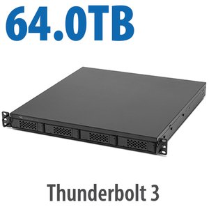64.0TB (4x4.0TB NVMe + 3x16.0TB HDD) Flex 1U4 4-Bay Rackmount Thunderbolt Storage, Docking & PCIe Expansion Solution