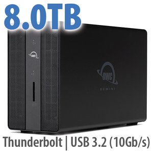 8.0TB OWC Gemini - Thunderbolt (USB-C) Dock and Dual-Drive HDD RAID External Storage Solution