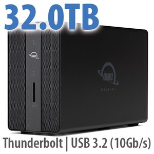 32.0TB OWC Gemini - Thunderbolt (USB-C) Dock and Dual-Drive HDD RAID External Storage Solution