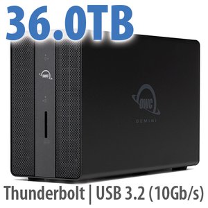 36.0TB OWC Gemini - Thunderbolt (USB-C) Dock and Dual-Drive HDD RAID External Storage Solution
