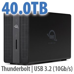 40.0TB OWC Gemini - Thunderbolt (USB-C) Dock and Dual-Drive HDD RAID External Storage Solution