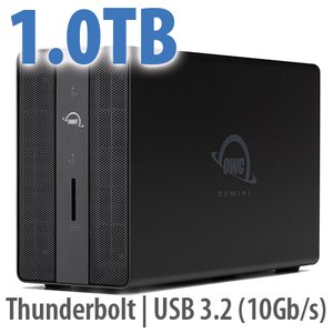 1.0TB OWC Gemini - Thunderbolt (USB-C) Dock and Dual-Drive SSD RAID External Storage Solution