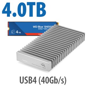 OWC Express 1M2 USB4 (40Gb/s) DIY Bus-Powered Portable Drive Bundle with 4.0TB SanDisk WD Blue SN5100 NVMe M.2 2280 SSD