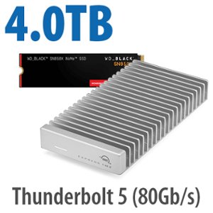 OWC Express 1M2 USB4 (40Gb/s) DIY Bus-Powered Portable Drive Bundle with 4.0TB SanDisk WD_BLACK SN850X NVMe M.2 2280 SSD