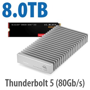 OWC Express 1M2 USB4 (40Gb/s) DIY Bus-Powered Portable Drive Bundle with 8.0TB SanDisk WD_BLACK SN850X NVMe M.2 2280 SSD