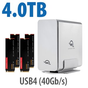 4.0TB OWC Express 4M2 USB4 (40Gb/s) DIY Bundle with 4 x 1.0TB SanDisk WD_BLACK SN850X NVMe M.2 2280 SSDs and SoftRAID