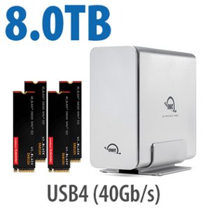 8.0TB OWC Express 4M2 USB4 (40Gb/s) DIY Bundle with 4 x 2.0TB SanDisk WD_BLACK SN850X NVMe M.2 2280 SSDs and SoftRAID