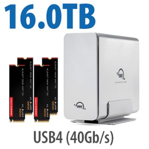 16.0TB OWC Express 4M2 USB4 (40Gb/s) DIY Bundle with 4 x 4.0TB SanDisk WD_BLACK SN850X NVMe M.2 2280 SSDs and SoftRAID