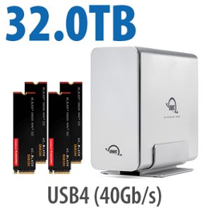 32.0TB OWC Express 4M2 USB4 (40Gb/s) DIY Bundle with 4 x 8.0TB SanDisk WD_BLACK SN850X NVMe M.2 2280 SSDs and SoftRAID