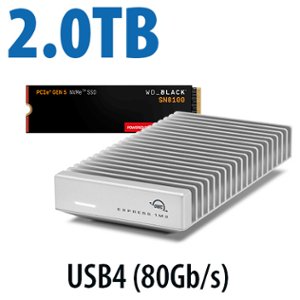 OWC Express 1M2 USB4 (80Gb/s) DIY Bus-Powered Portable Drive Bundle with 2.0TB SanDisk WD_BLACK SN8100 NVMe M.2 2280 SSD
