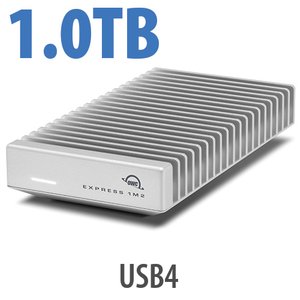 1.0TB OWC Express 1M2 80G USB4 (80Gb/s) Bus-Powered Portable NVMe SSD External Storage Solution