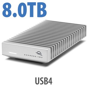 8.0TB OWC Express 1M2 80G USB4 (80Gb/s) Bus-Powered Portable NVMe SSD External Storage Solution