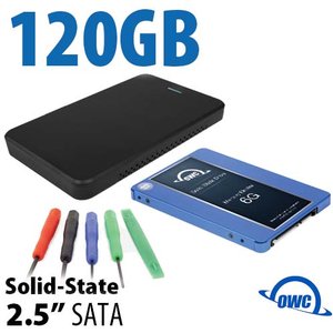 DIY SSD Upgrade Bundle: OWC Express USB 3.2 (5Gb/s) Bus-Powered Portable External Storage Enclosure + 120GB OWC Mercury Electra 6G SSD + 5-Piece Toolkit