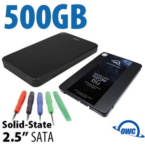 DIY SSD Upgrade Bundle: OWC Express USB 3.2 (5Gb/s) Bus-Powered Portable External Storage Enclosure + 500GB OWC Mercury Electra 6G SSD + 5-Piece Toolkit