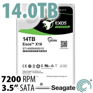 14.0TB Seagate Exos X16 3.5-inch SATA 6.0Gb/s 7200RPM Hard Disk Drive