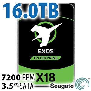 16.0TB Seagate Exos X18 Enterprise Class 3.5-inch SATA 6.0Gb/s Hard Disk Drive