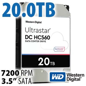 20.0TB Western Digital Ultrastar DC HC560 3.5-inch SATA 6.0Gb/s 7200RPM Enterprise Class Hard Drive