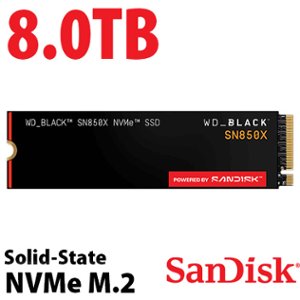 8.0TB SanDisk WD_BLACK SN850X PCIe 4.0 NVMe M.2 2280 Solid-State Drive