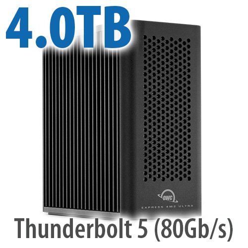 4.0TB OWC Express 4M2 Ultra FourSlot Thunderbolt 5 (80Gb/s) External Storage Solution with SoftRAID New, by Other World Computing