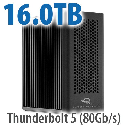 16.0TB OWC Express 4M2 Ultra FourSlot Thunderbolt 5 (80Gb/s) External Storage Solution with SoftRAID New, by Other World Computing