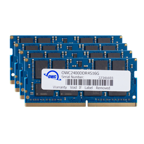 64.0GB (4 x 16GB) OWC PC419200 DDR4 2400MHz 260Pin CL17 SODIMM Memory Upgrade Kit for Mac New, by Other World Computing