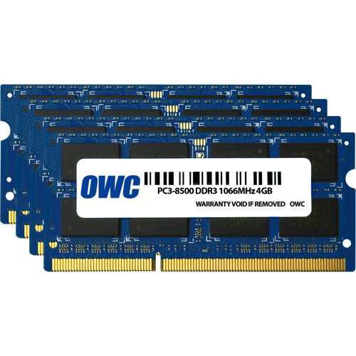 16.0GB (4 x 4GB) OWC PC8500 DDR3 1066MHz 204Pin SODIMM Memory Upgrade Kit for Mac New, by Other World Computing