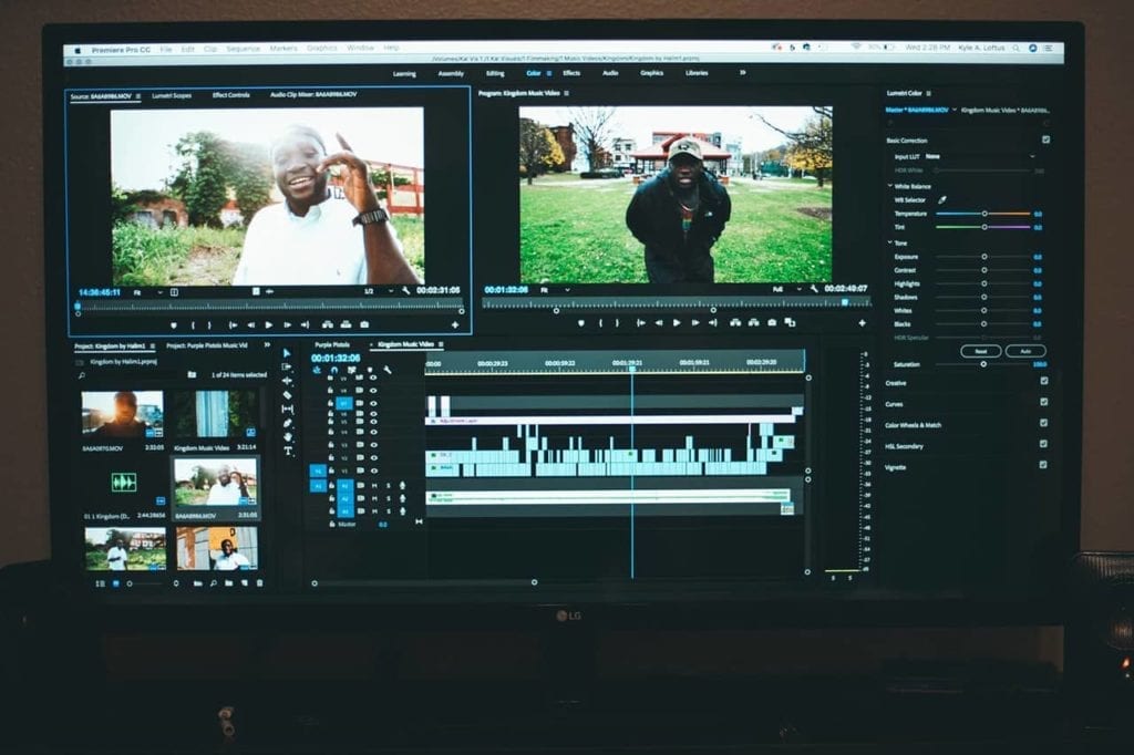 film editing screenshots
